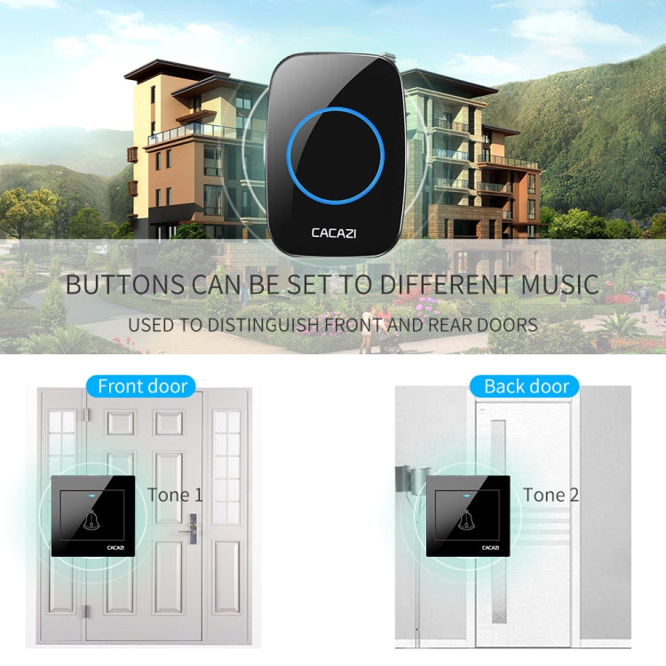 CACAZI H10 1 For 1 Wireless Smart Doorbell without Battery, Plug:EU Plug(Black) - free shipping - PMC TechLife - Order now!