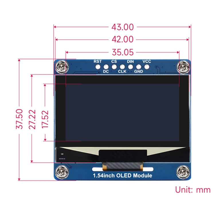 Waveshare 1.54 Inch OLED Display Module, 128��64 Resolution, SPI / I2C Communication(White) - free shipping - PMC TechLife - Order now!