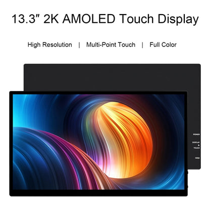 Waveshare 13.3 Inch 2K 2560×1440 HDMI/Type-C Display Interface AMOLED Touch Display(EU Plug) - Modules Expansions Accessories by Waveshare | Online Shopping South Africa | PMC Jewellery | Buy Now Pay Later Mobicred