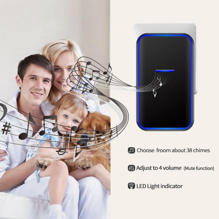 CACAZI Home Smart Digital Wireless Doorbell Remote Electronic Doorbell Elderly Pager, Style: EU Plug(Black) - Wireless Doorbell by CACAZI | Online Shopping South Africa | PMC TechLife | Buy Now Pay Later Mobicred