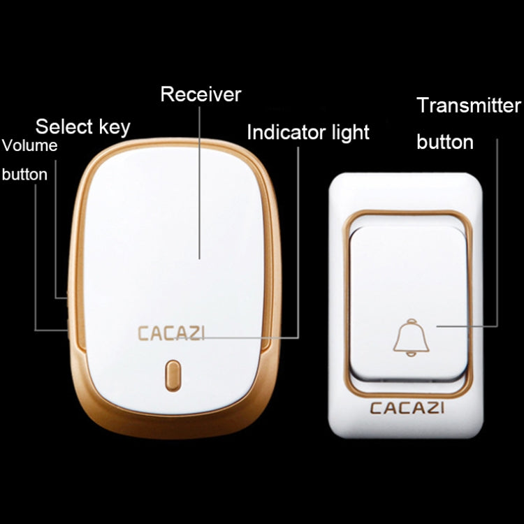 CACAZI Smart Waterproof Music Wireless Doorbell Multifunctional Pager, Style: US Plug(Silver) - Wireless Doorbell by CACAZI | Online Shopping South Africa | PMC Jewellery