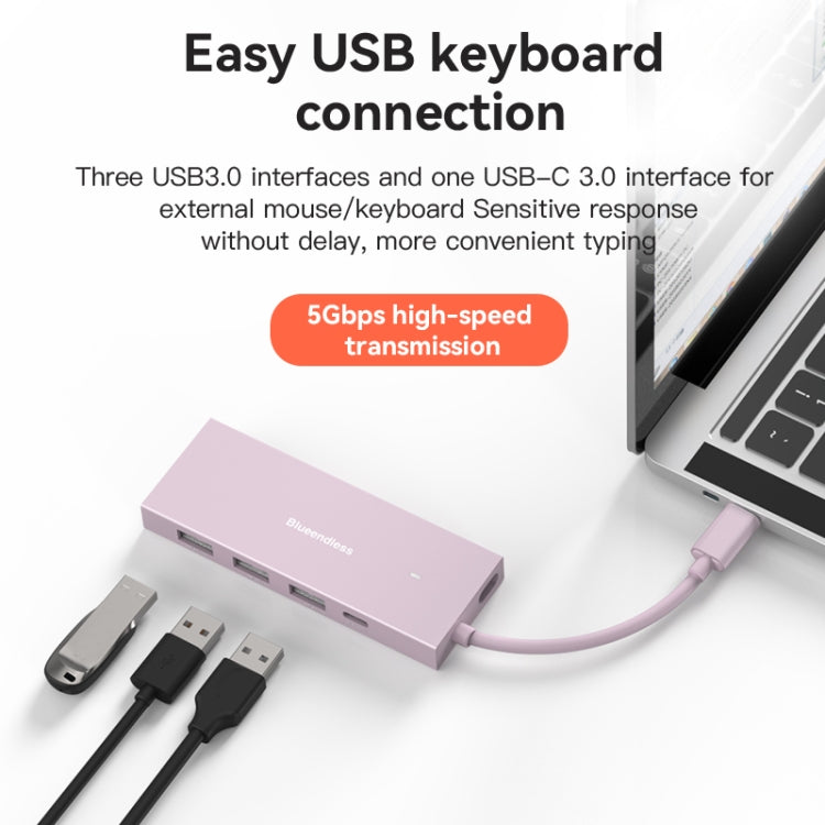 Blueendless 4K60Hz + Data Port Type-C Docking Station USB3.0 Splitter, Spec: 7-in-1 Card Reading Blue - free shipping - PMC Jewellery - Order now!
