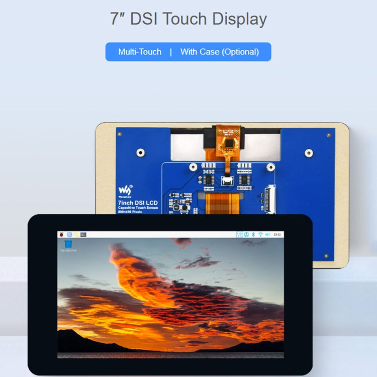 Waveshare 7 inch 800��480 IPS Capacitive Touch Display, DSI Interface, 5-Point Touch without Case - free shipping - PMC TechLife - Order now!