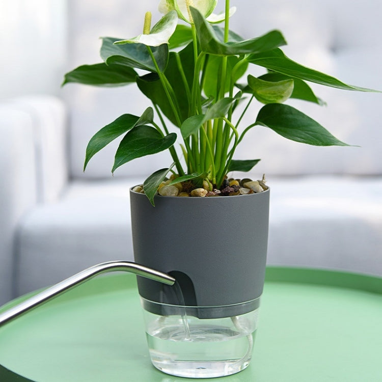 Transparent Plastic Double-Layer Water Storage Automatic Water-Absorbing Flowerpot, Size: A707 Caliber 15.3cm(Gray Transparent Basin) - Flower Pots & Planters by PMc TechLife | Online Shopping South Africa | PMc TechLife | Buy Now Pay Later Mobicred