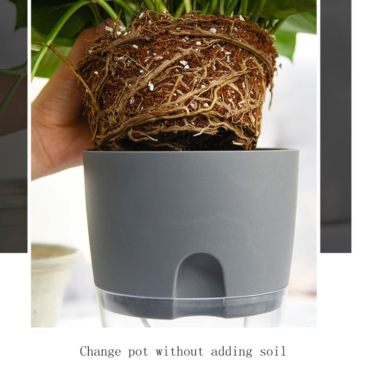 Transparent Plastic Double-Layer Water Storage Automatic Water-Absorbing Flowerpot, Size: A707 Caliber 15.3cm(White Transparent Basin) - Flower Pots & Planters by PMc TechLife | Online Shopping South Africa | PMc TechLife | Buy Now Pay Later Mobicred