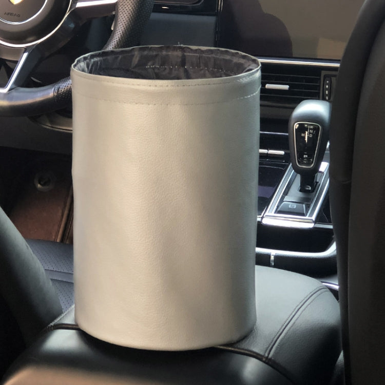 2 PCS Leather Foldable Car Trash Can Mini Chair Back Suspended Waterproof Trash Can(Gray) - Stowing Tidying by PMC TechLife | Online Shopping South Africa | PMC TechLife | Buy Now Pay Later Mobicred