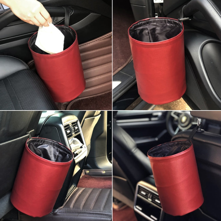 2 PCS Leather Foldable Car Trash Can Mini Chair Back Suspended Waterproof Trash Can(Gray) - Stowing Tidying by PMC TechLife | Online Shopping South Africa | PMC TechLife | Buy Now Pay Later Mobicred