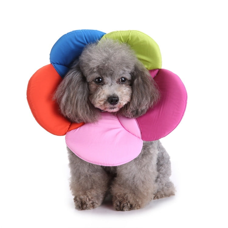 Pet Protection Collar Dog Flower Protection Collar, Specification: L(Rainbow) - Collars by PMC TechLife | Online Shopping South Africa | PMC TechLife | Buy Now Pay Later Mobicred