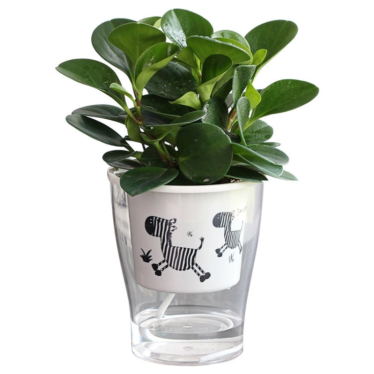 Fully Transparent Hydroponic Flower Pots Water Level Visible Non-Broken Glue Self-Absorbent Plastic Flower Pots, Size: W09 Caliber 17.5cm(Full Transparent Zebra Pattern) - Flower Pots & Planters by PMc TechLife | Online Shopping South Africa | PMc TechLife | Buy Now Pay Later Mobicred