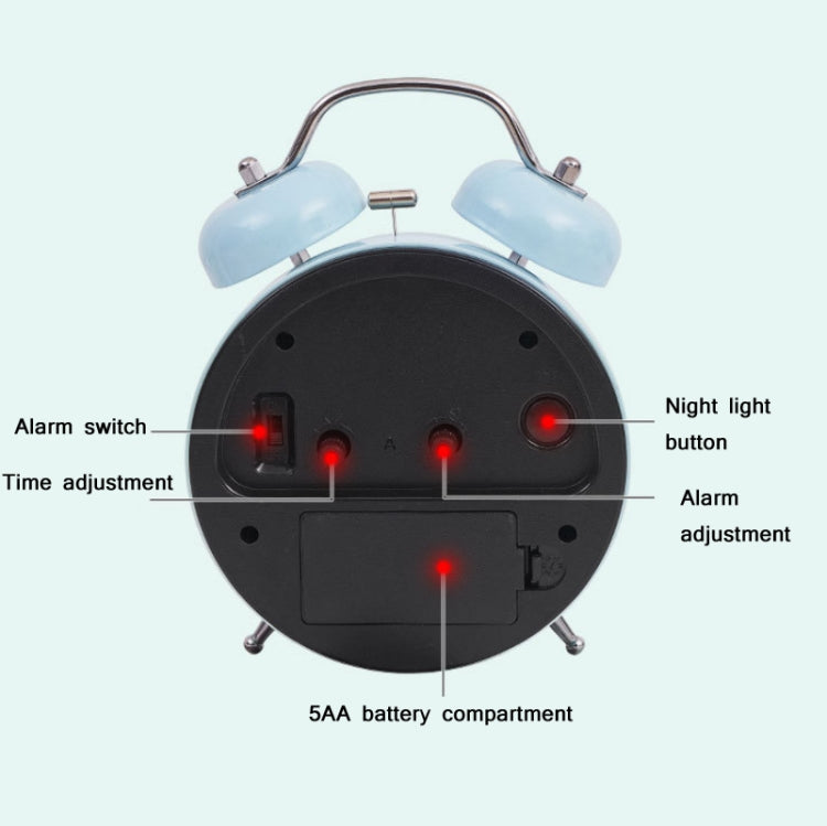 Student Cute Style Bell Alarm Clock Bedside Mute Clock With Light Specification��� Y36 4 Inch (Blue) - Alarm Clocks by PMc TechLife | Online Shopping South Africa | PMc TechLife | Buy Now Pay Later Mobicred