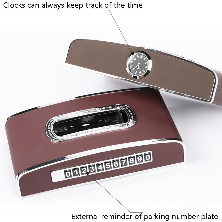 Car Clock Tissue Box Multi-Function Vehicle Instrument Table Paper Towel Box, Style: Clock+Parking Card (Agate) - Tissue Boxes by PMC TechLife | Online Shopping South Africa | PMC TechLife | Buy Now Pay Later Mobicred
