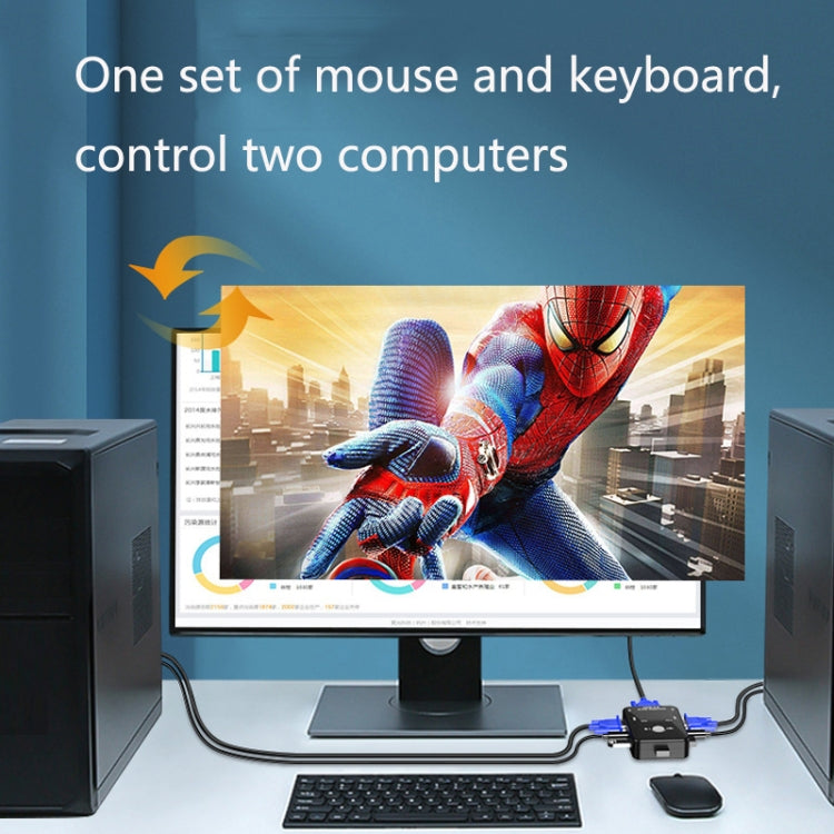 HW1701  2 into 1 out KVM Switcher 2 Port Manual VGA Switch USB With Keyboard Mouse Switching(Black) - Switch by PMC TechLife | Online Shopping South Africa | PMC TechLife | Buy Now Pay Later Mobicred