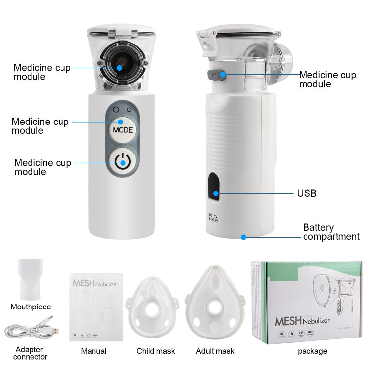 YMK-R7  Ultrasonic Wave Handheld Nebulizer Portable Child Adult Compressed Nebulizer, Style: Dry Battery - free shipping - PMC TechLife - Order now!