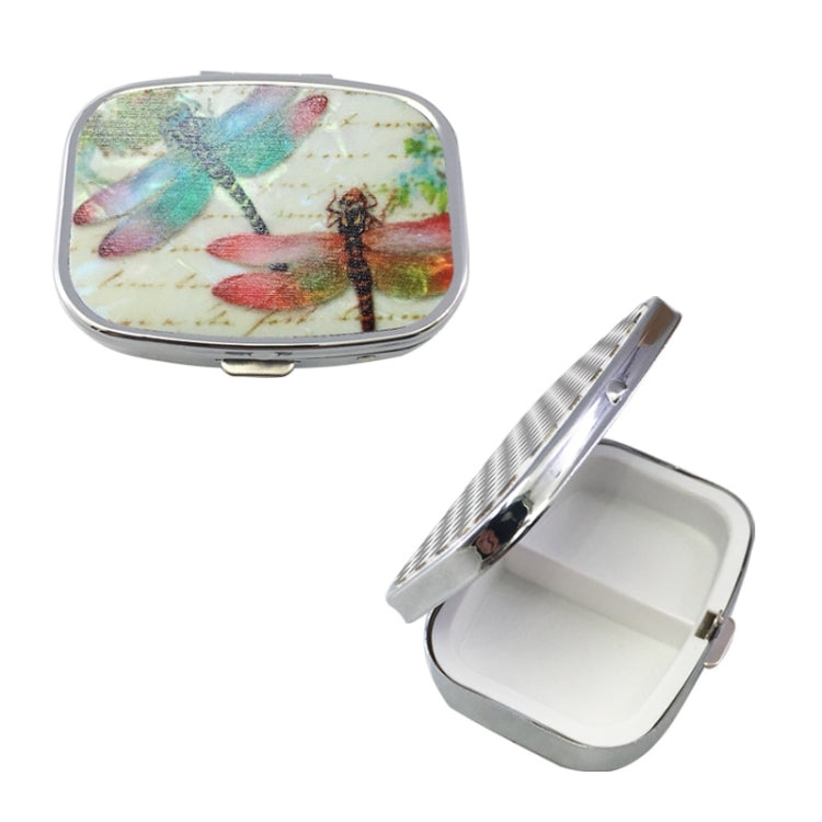 2 PCS Y10336 Two-Compartment Metal Portable Pill Box(Green Peacock) - free shipping - PMC TechLife - Order now!