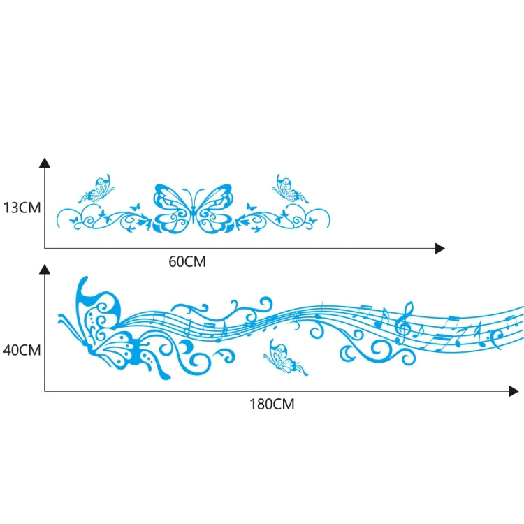 D-347 Butterfly Note Car Sticker Sheet Music Waist Line Body Sticker(Blue) - free shipping - PMC TechLife - Order now!