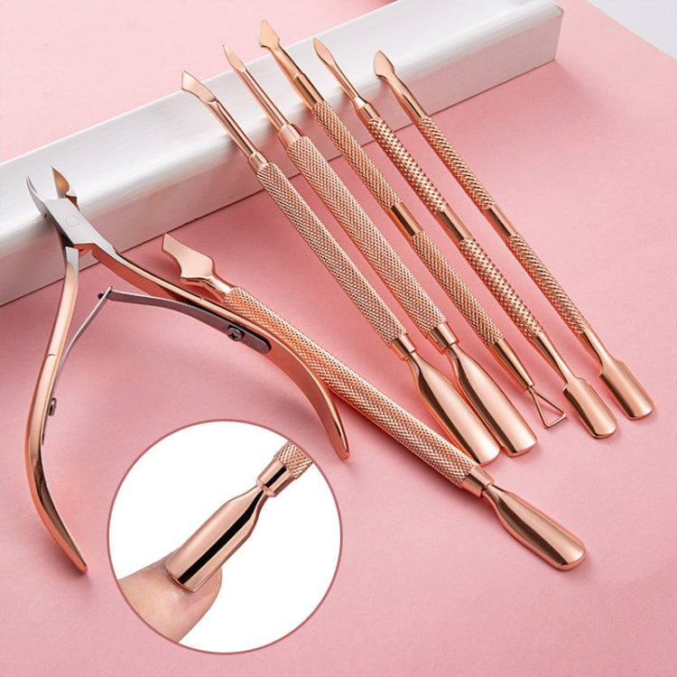 3 PCS Stainless Steel Rose Gold Double-Headed Steel Push Dead Skin Scissors Nail Set,Style: 03  Big Head - Nail Art Equipment by PMC Jewellery | Online Shopping South Africa | PMC Jewellery | Buy Now Pay Later Mobicred