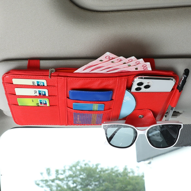 2 PCS Auto Sun Visor Card Clip Business Card Glasses Clip Zipper Car Mobile Phone Document Folder(Red) - Stowing Tidying by PMC TechLife | Online Shopping South Africa | PMC TechLife | Buy Now Pay Later Mobicred