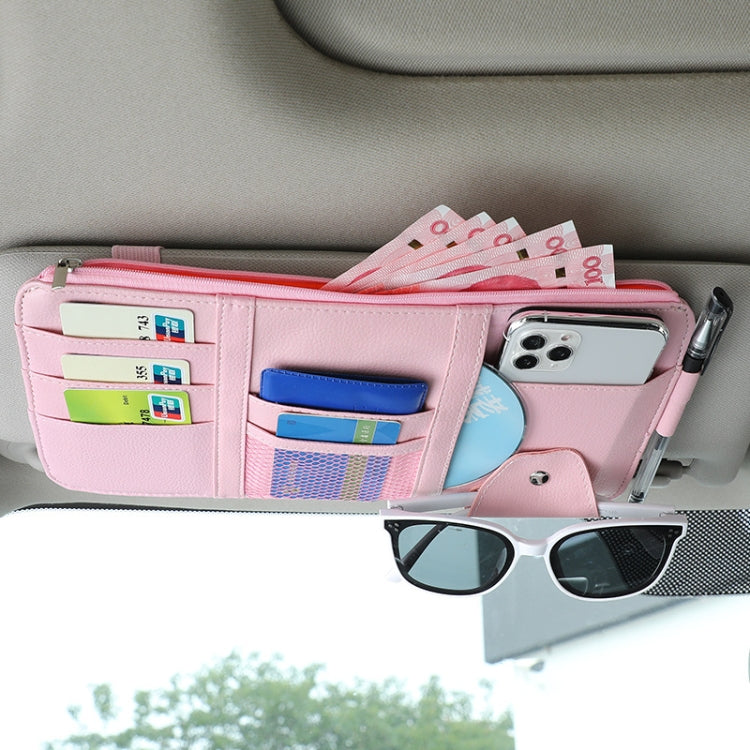 2 PCS Auto Sun Visor Card Clip Business Card Glasses Clip Zipper Car Mobile Phone Document Folder(Pink) - Stowing Tidying by PMC TechLife | Online Shopping South Africa | PMC TechLife | Buy Now Pay Later Mobicred