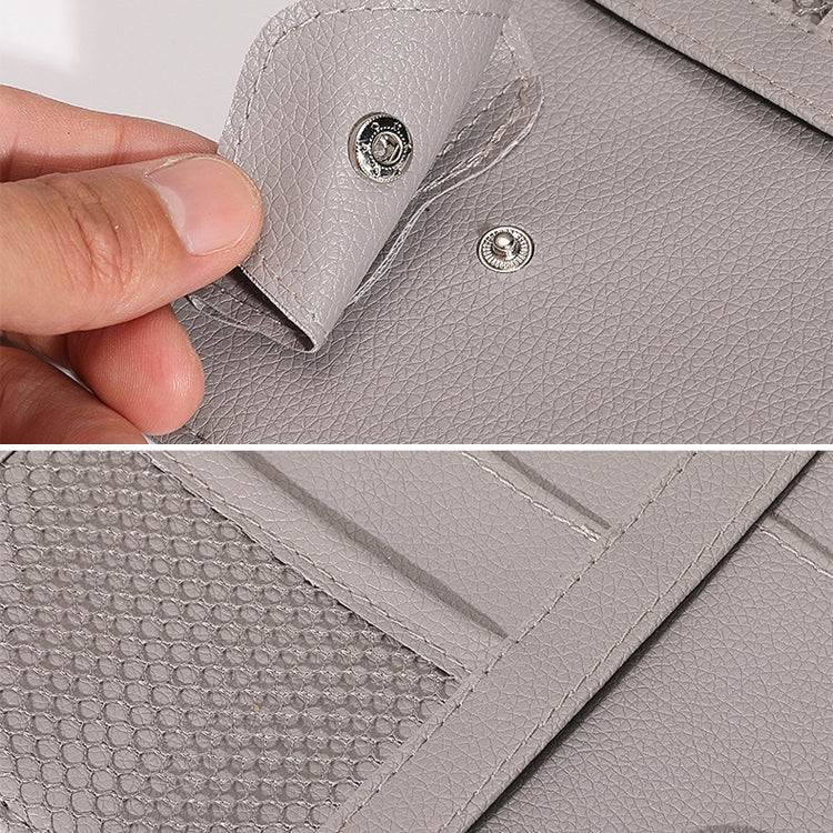 2 PCS Auto Sun Visor Card Clip Business Card Glasses Clip Zipper Car Mobile Phone Document Folder(Beige) - Stowing Tidying by PMC TechLife | Online Shopping South Africa | PMC TechLife | Buy Now Pay Later Mobicred