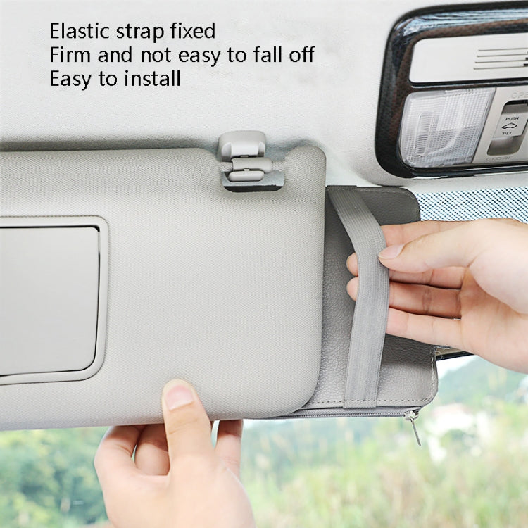 2 PCS Auto Sun Visor Card Clip Business Card Glasses Clip Zipper Car Mobile Phone Document Folder(Black) - Stowing Tidying by PMC TechLife | Online Shopping South Africa | PMC TechLife | Buy Now Pay Later Mobicred