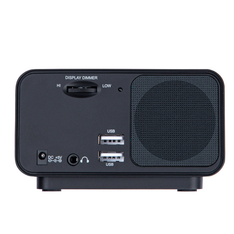 LED Digital Bedroom Alarm Clock With USB Charging Port Clock Radio Temperature Electronic Platform Clock, Specification: US Plug(Black) - Alarm Clocks by PMc TechLife | Online Shopping South Africa | PMc TechLife | Buy Now Pay Later Mobicred