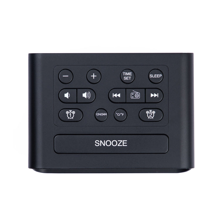 LED Digital Bedroom Alarm Clock With USB Charging Port Clock Radio Temperature Electronic Platform Clock, Specification: EU Plug(Black) - Alarm Clocks by PMc TechLife | Online Shopping South Africa | PMc TechLife | Buy Now Pay Later Mobicred