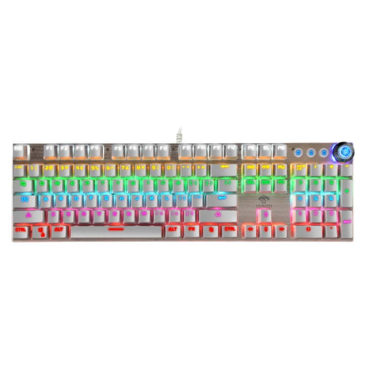 LEAVEN K990 Knob Version 104 Keys Office Computer Game Mechanical Green Axis Wired Keyboard, Cabel Length:1.8m(White) - free shipping - PMC Jewellery - Order now!