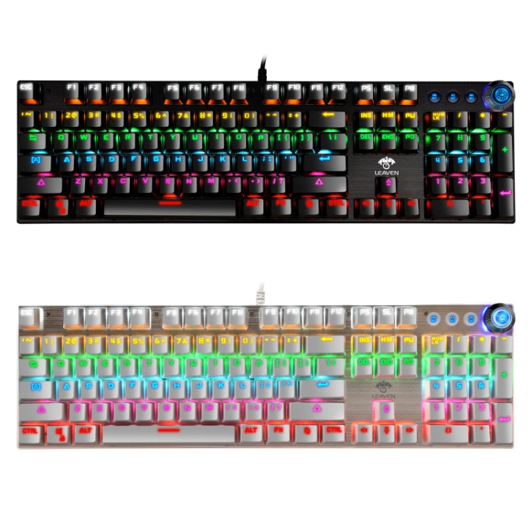 LEAVEN K990 Knob Version 104 Keys Office Computer Game Mechanical Green Axis Wired Keyboard, Cabel Length:1.8m(White) - free shipping - PMC Jewellery - Order now!