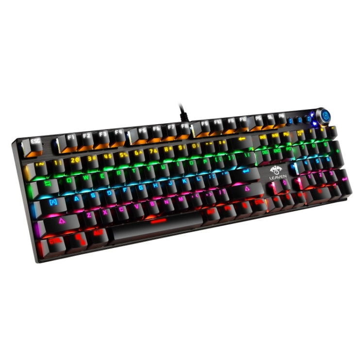 LEAVEN K990 Knob Version 104 Keys Office Computer Game Mechanical Green Axis Wired Keyboard, Cabel Length:1.8m(White) - free shipping - PMC Jewellery - Order now!