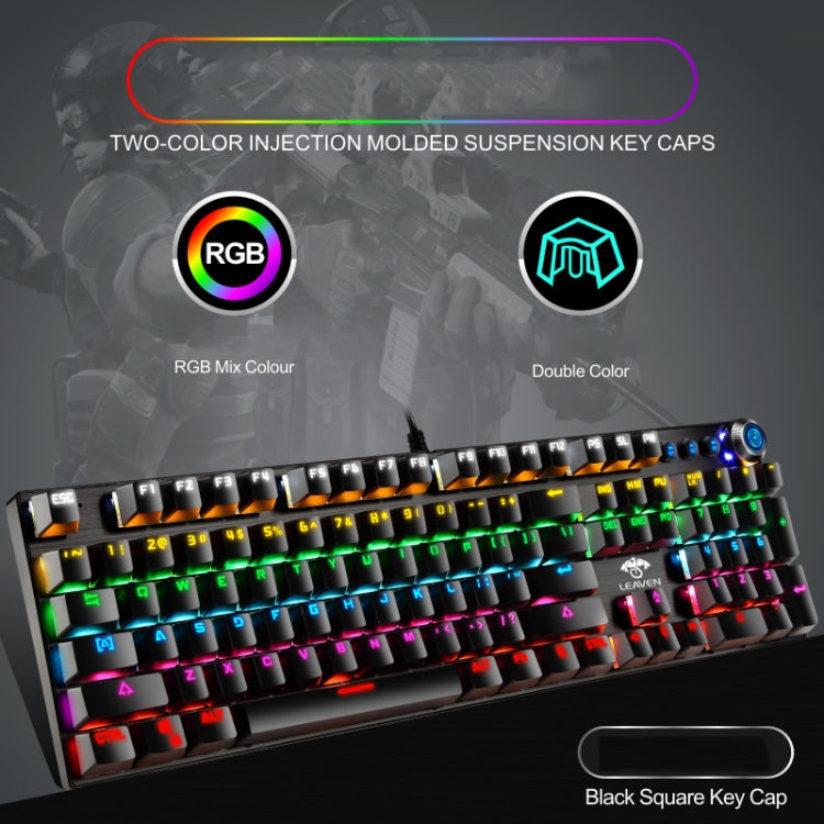 LEAVEN K990 Knob Version 104 Keys Office Computer Game Mechanical Green Axis Wired Keyboard, Cabel Length:1.8m(White) - free shipping - PMC Jewellery - Order now!