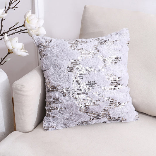 Double-sided Sequin Plush Pillowcase + Pillow Home Living Room Sofa Cushion, Specification: 40x40cm(39 Lightning Sequins White) - Cushions & Pillows by PMC Jewellery | Online Shopping South Africa | PMC Jewellery | Buy Now Pay Later Mobicred