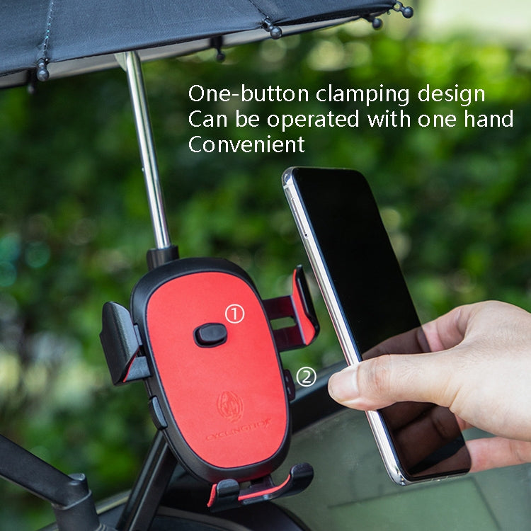 CYCLINGBOX BG-2935 Bicycle Mobile Phone Bracket With Umbrella Waterproof Navigation Electric Car Mobile Phone Frame, Style: Handlebar Installation (Red) - Holders by CYCLINGBOX | Online Shopping South Africa | PMC TechLife | Buy Now Pay Later Mobicred