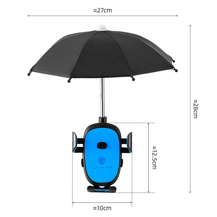 CYCLINGBOX BG-2935 Bicycle Mobile Phone Bracket With Umbrella Waterproof Navigation Electric Car Mobile Phone Frame, Style: Handlebar Installation (Blue) - Holders by CYCLINGBOX | Online Shopping South Africa | PMC TechLife | Buy Now Pay Later Mobicred