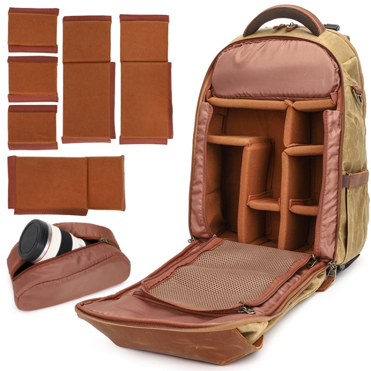 K805 Waterproof Batik Canvas Camera Backpack Outdoor Liner Shoulder Photography Bag(Soil Yellow) - Backpack by PMC TechLife | Online Shopping South Africa | PMC TechLife | Buy Now Pay Later Mobicred