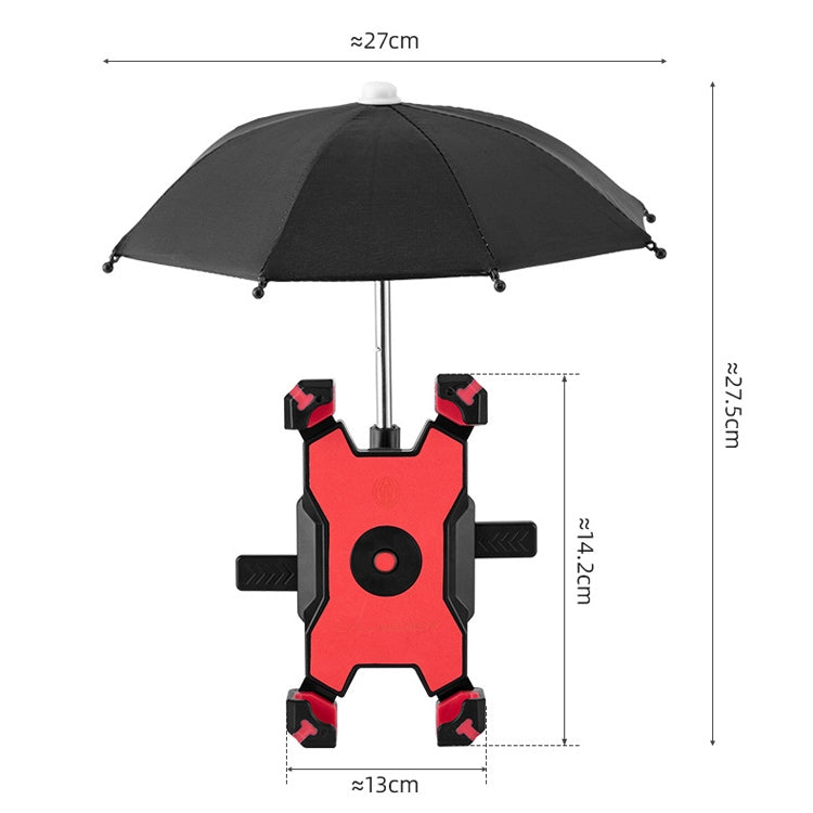 CYCLINGBOX Bicycle Mobile Phone Bracket With Parasol Rider Mobile Phone Frame, Style: Handlebar Installation (Red) - free shipping - PMC TechLife - Order now!