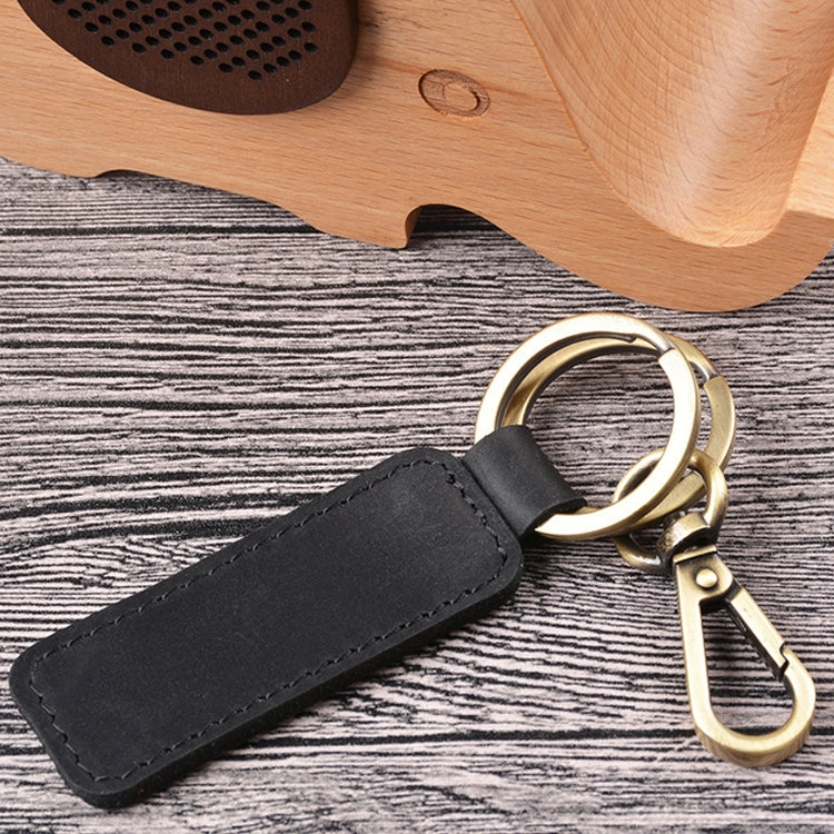 2 PCS Handmade Crazy Horse Leather Retro Keychain Car Couple Keychain, Specification: Double Ring(Black) - Key Rings by PMC TechLife | Online Shopping South Africa | PMC TechLife | Buy Now Pay Later Mobicred