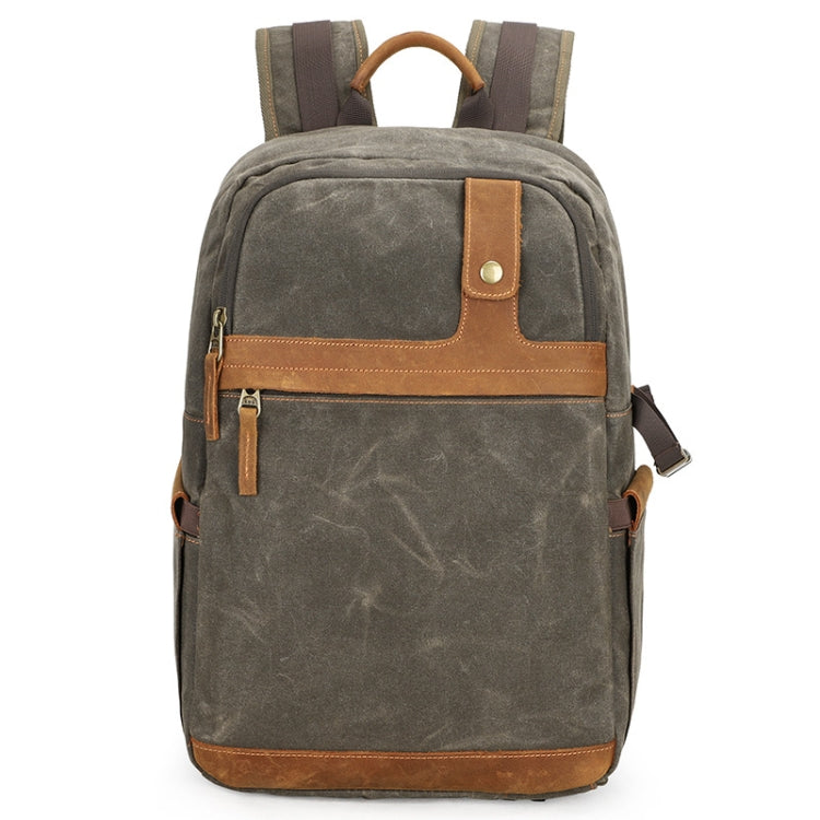 D1383 Outdoor SLR Digital Camera Backpack Waterproof Batik Canvas Camera Bag(Green) - Backpack by PMC TechLife | Online Shopping South Africa | PMC TechLife | Buy Now Pay Later Mobicred