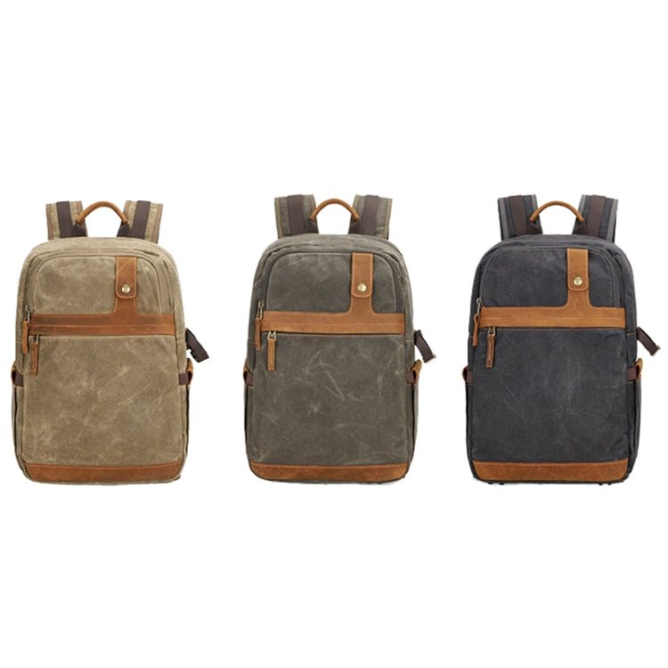 D1383 Outdoor SLR Digital Camera Backpack Waterproof Batik Canvas Camera Bag(Khaki) - free shipping - PMC TechLife - Order now!