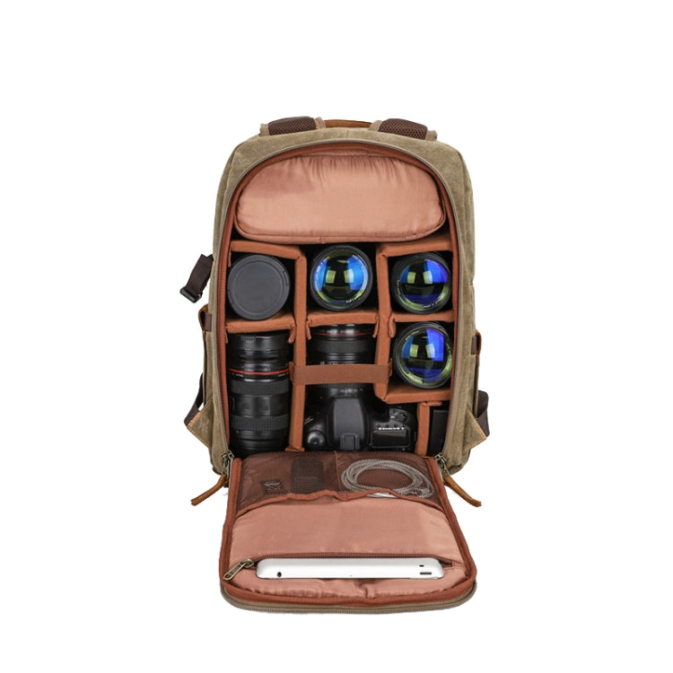 D1383 Outdoor SLR Digital Camera Backpack Waterproof Batik Canvas Camera Bag(Gray) - Backpack by PMC TechLife | Online Shopping South Africa | PMC TechLife | Buy Now Pay Later Mobicred