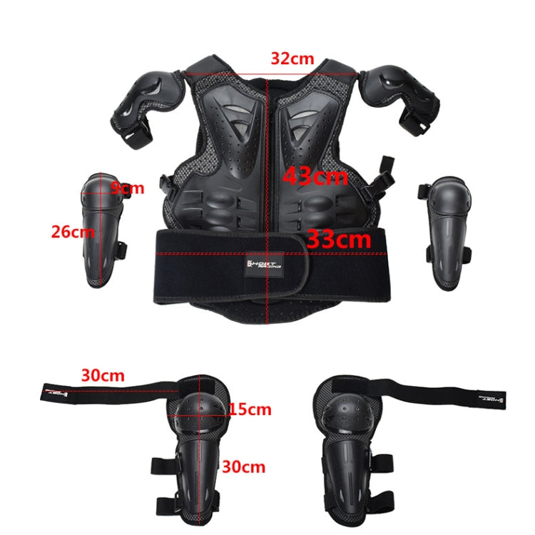 GHOST RACING Motorcycle Protective Gear Children Safety Riding Sport Vest + Knee Pads + Elbow Pads Protective Suit(Red) - Protective Gear by GHOST RACING | Online Shopping South Africa | PMC Jewellery | Buy Now Pay Later Mobicred