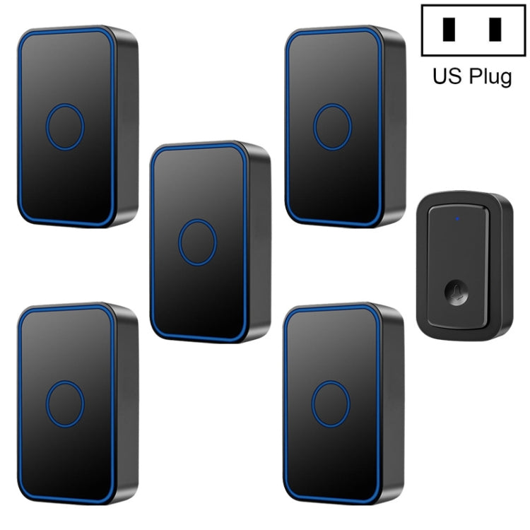 CACAZI A19 1 For 5 Wireless Music Doorbell without Battery, Plug:US Plug(Black) - Wireless Doorbell by CACAZI | Online Shopping South Africa | PMC TechLife | Buy Now Pay Later Mobicred