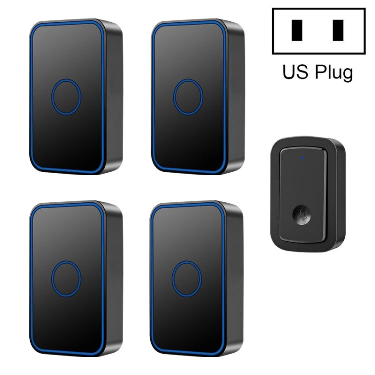 CACAZI A19 1 For 4 Wireless Music Doorbell without Battery, Plug:US Plug(Black) - free shipping - PMC TechLife - Order now!