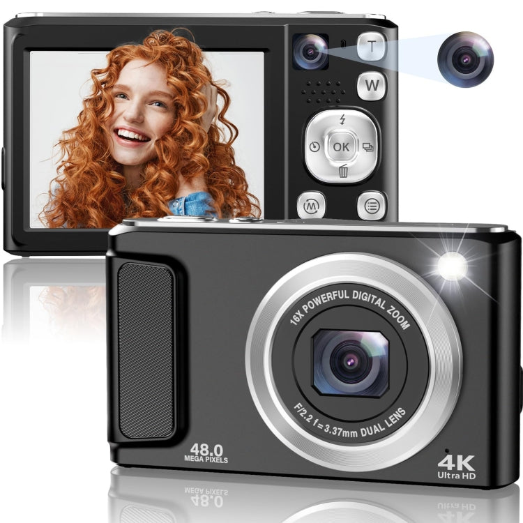 DC308 2.8-Inch 4K HD Front And Rear Dual-Camera 16X Zoom Digital Camera UK Plug(Black) - free shipping - PMC Jewellery - Order now!
