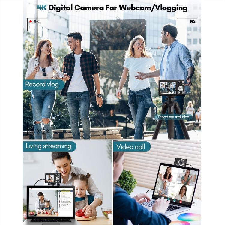 DC308 2.8-Inch 4K HD Front And Rear Dual-Camera 16X Zoom Digital Camera UK Plug(Black) - free shipping - PMC Jewellery - Order now!