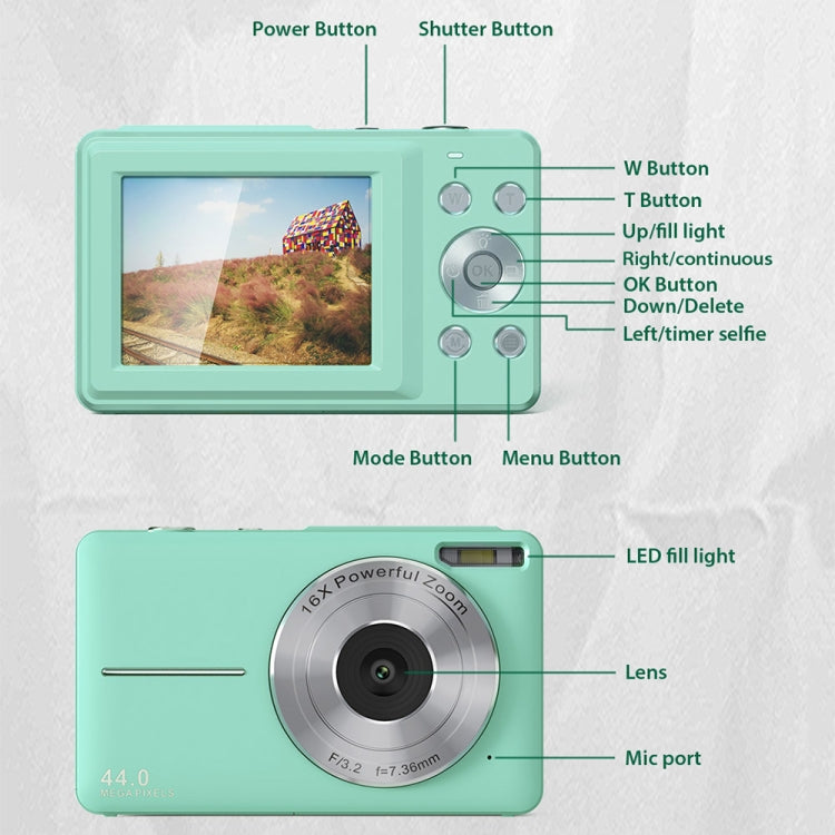 DC403L-AF 2.4-Inch 16X Zoom HD Digital Camera Mini Children Photography Camera AU Plug(Green) - Children Cameras by PMC TechLife | Online Shopping South Africa | PMC TechLife | Buy Now Pay Later Mobicred