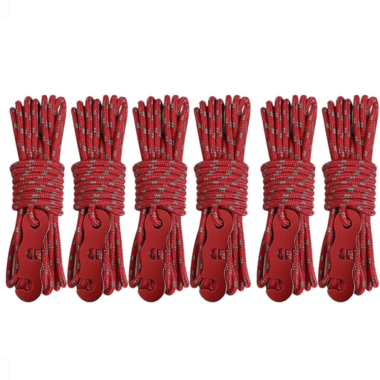 4m x 6 Rolls Outdoor Camping Tent Canopy Wind Rope Luminous Multi-Function Wind Rope Buckle Tent Fixed Rope(S Buckle-Red) - Tents & Accessories by PMC Jewellery | Online Shopping South Africa | PMC Jewellery | Buy Now Pay Later Mobicred