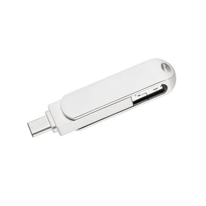 256GB USB 3.0 + 8 Pin + USB-C / Type-C 3 in 1 Phone Computer Rotatable Metal U-Disk - USB Flash Drives by PMC Jewellery | Online Shopping South Africa | PMC Jewellery | Buy Now Pay Later Mobicred