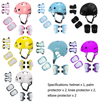 AIDY 7 In 1 Children Roller Skating Sports Protective Gear Set(Dumb Purple) - Protective Helmet & Masks by PMC Jewellery | Online Shopping South Africa | PMC Jewellery | Buy Now Pay Later Mobicred