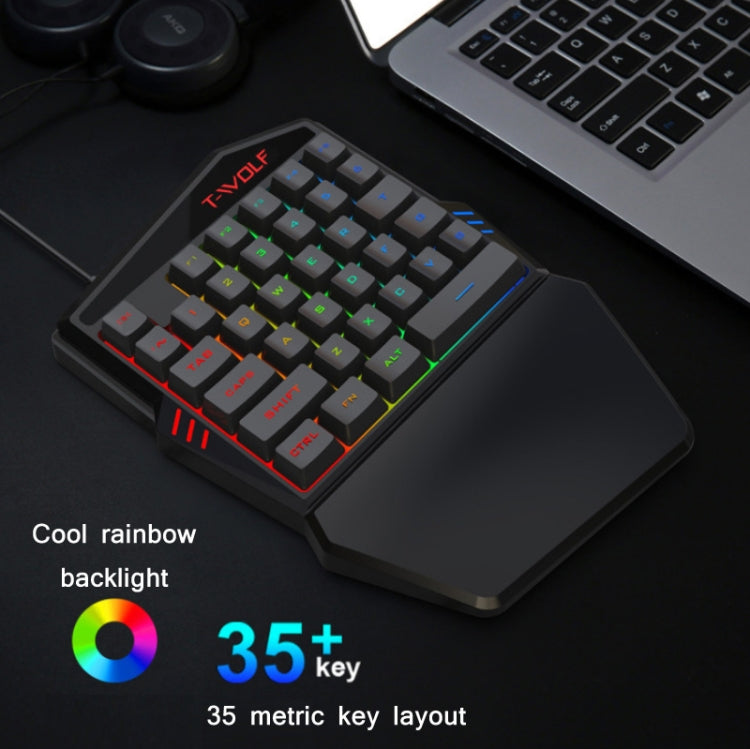 T-WOLF Mobile Gaming One-Handed Keyboard，Specification： T19 Keyboard - Wired Keyboard by T-WOLF | Online Shopping South Africa | PMC Jewellery | Buy Now Pay Later Mobicred