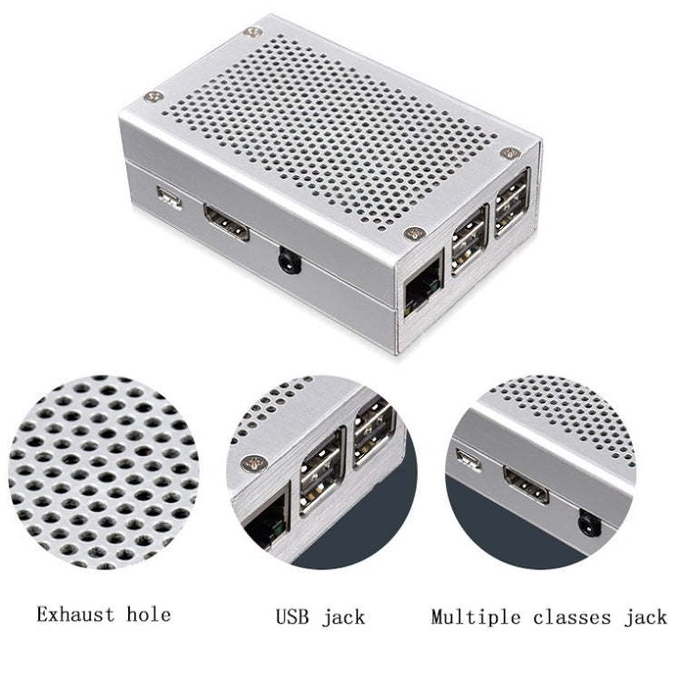 Aluminum Alloy Shell Grid Cooling Box For Raspberry Pi 3 Model B Pi 2/B + Black - Raspberry Pi Accessories by PMC TechLife | Online Shopping South Africa | PMC TechLife | Buy Now Pay Later Mobicred